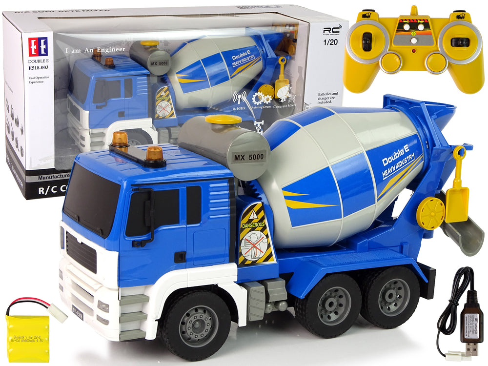 Remote Control Concrete Mixer Blue 2.4G Rotating Bulb Transporter