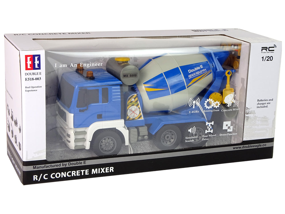 Remote Control Concrete Mixer Blue 2.4G Rotating Bulb Transporter