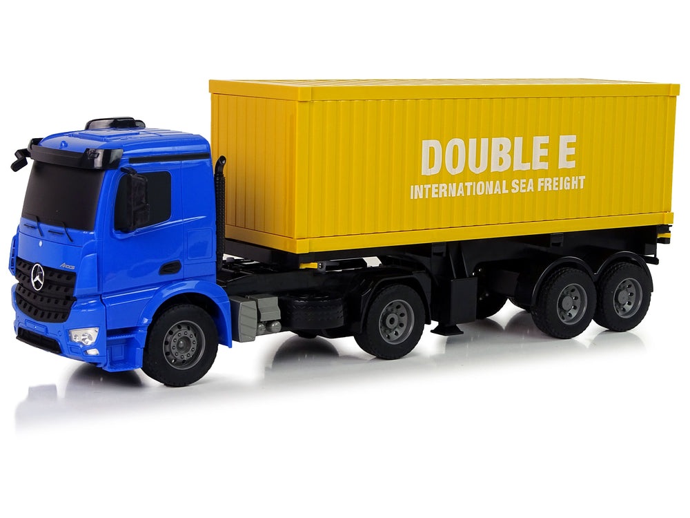 Großer ferngesteuerter LKW Mercedes Arocs Blau 1:20 Container 58 cm lang