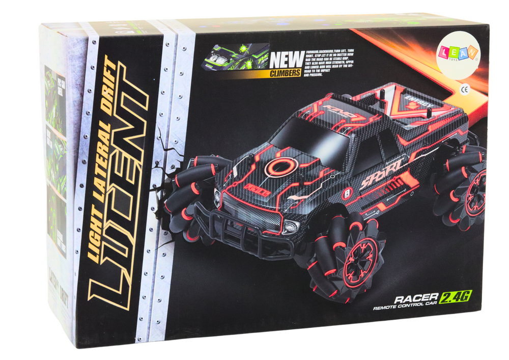 Ferngesteuertes Geländewagen RC Drift diagonal fahrend blau