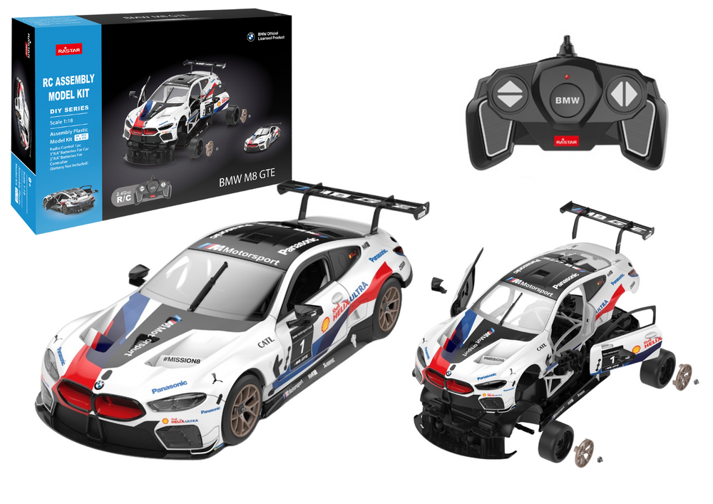 Bausteine Auto Rastar RC 1:18 BMW M8 GTE Weiß 66 Elemente