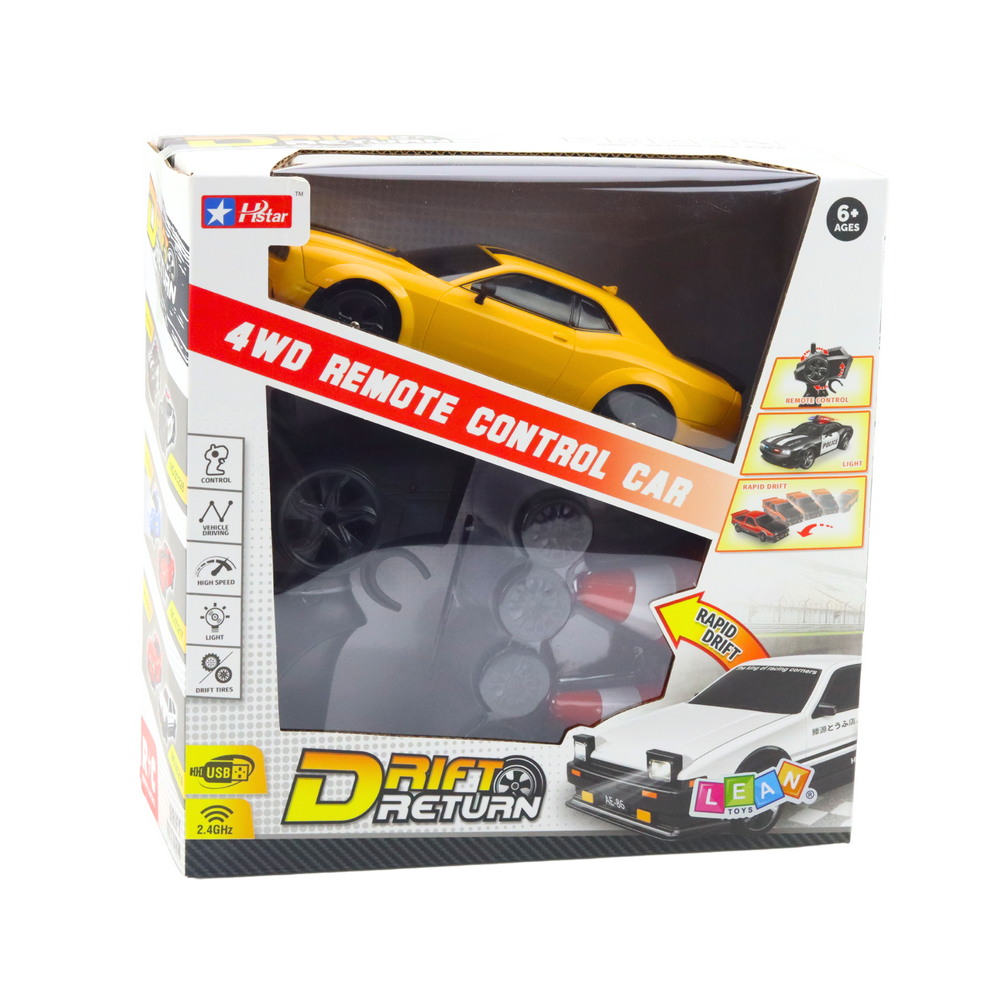 Sport-Drift-Auto, austauschbare Räder, ferngesteuerter RC-Allradantrieb, gelb, Sport