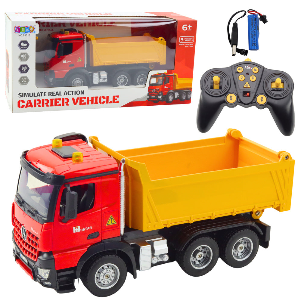 Ferngesteuerter RC-Muldenkipper 2,4 G, klingt gelb und rot