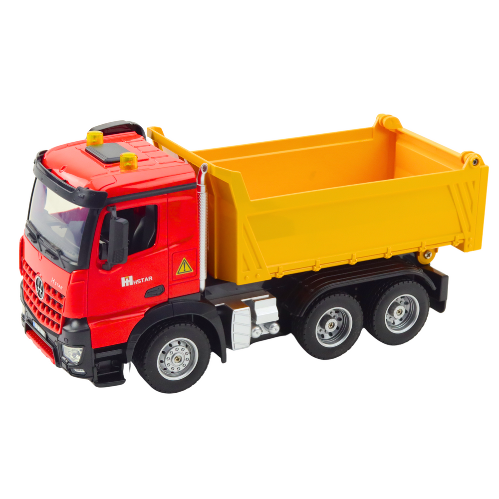 Ferngesteuerter RC-Muldenkipper 2,4 G, klingt gelb und rot