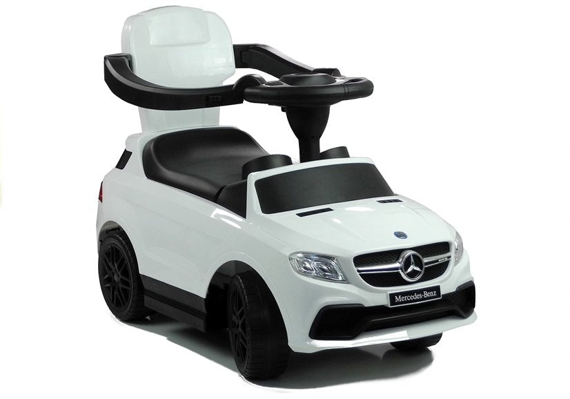Ride-on vehicle with push bar White 3288 Switch on the steering wheel Mercedes