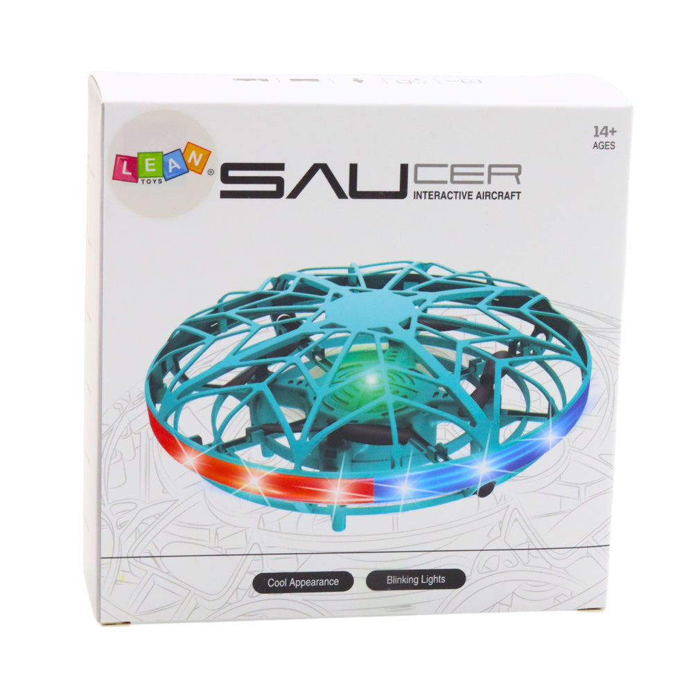 Handgesteuerte RC-UFO-Drohne mit LED-Leuchten, Türkis