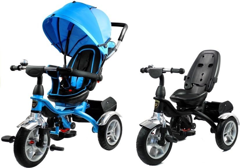Tricycle PRO500 Blue large rubber wheels sunroof seat belts