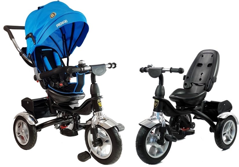 Tricycle PRO600 Blue Handlebar Sunroof Shock Absorber Children's Tricycle