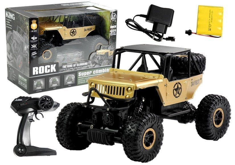 Ferngesteuertes Auto Jeep R/C 1:18 Gold Akkus Ladegerät Auto