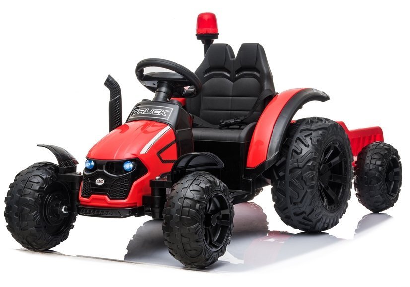Elektrische Fahrt auf Traktor HZB-200 mit Anhänger Rot