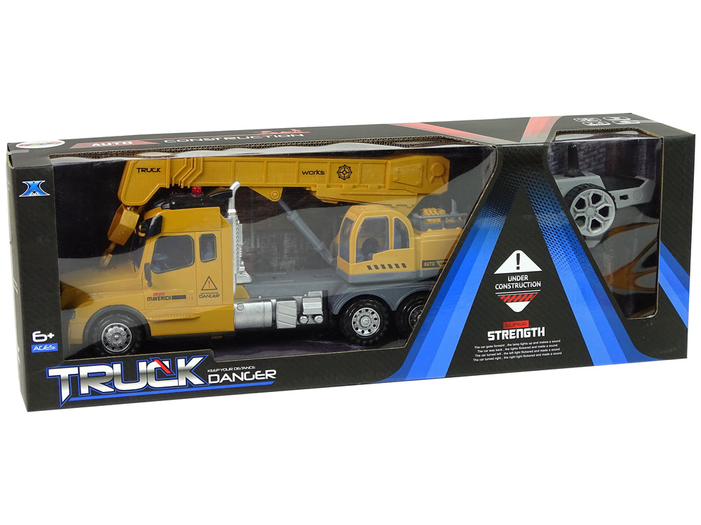 Remote Control Truck Crane Pilot 2.4G Lights Sounds Yellow
