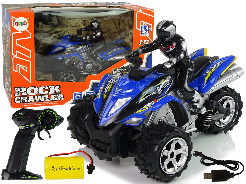 Elektro Kinderquad Rock Crawler Dreirad Ferngesteuert 1:12 2.4G Blau