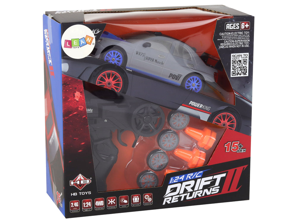 Ferngesteuerter Sportwagen R/C 1:24, graue, austauschbare Räder