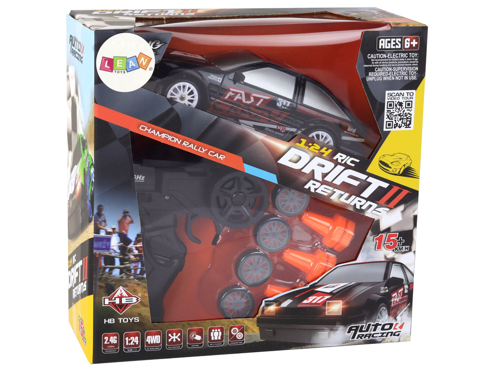 Ferngesteuerter Sportwagen R/C 1:24, schwarze, austauschbare Räder