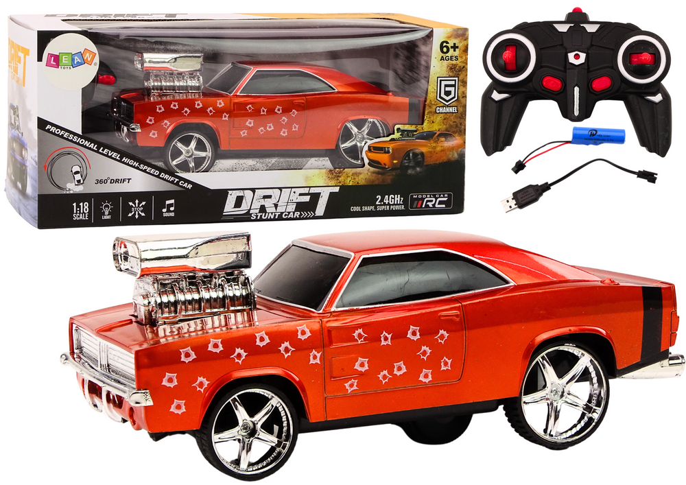 Ferngesteuertes Auto 1:18 Drift 360 Lights Sounds Red