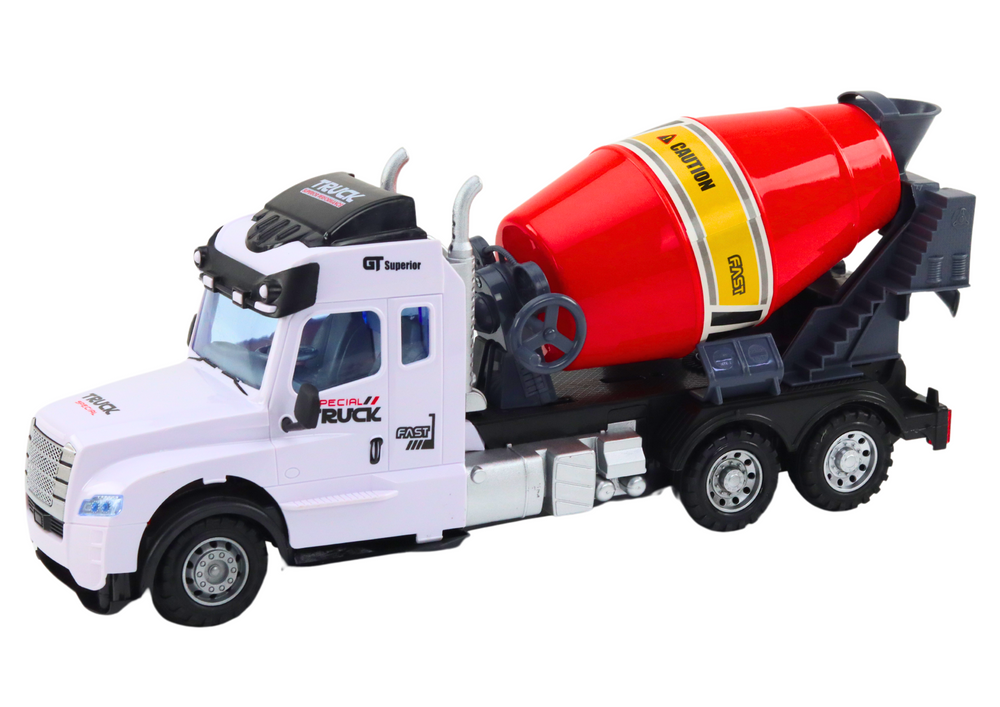 Remote-controlled RC concrete mixer truck with light and sound effects