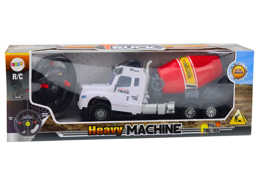 Remote-controlled RC concrete mixer truck with light and sound effects