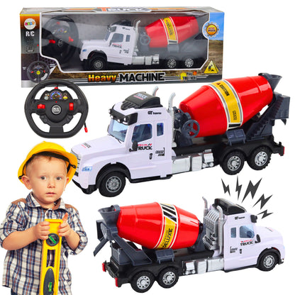 Remote-controlled RC concrete mixer truck with light and sound effects
