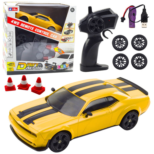 Sport-Drift-Auto, austauschbare Räder, ferngesteuerter RC-Allradantrieb, gelb, Sport