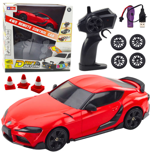 Sport-Drift-Auto mit austauschbaren Rädern, ferngesteuertem RC-Allradantrieb, rot