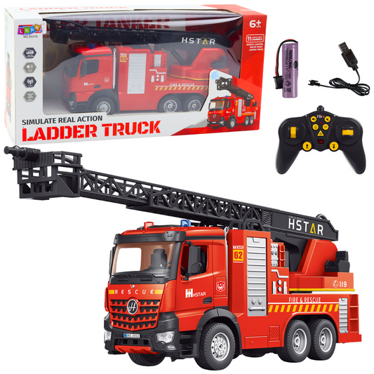 Ferngesteuertes RC-Feuerwehrauto mit ausziehbarer Leiter und Wasserspritzen 2.4G 11CH