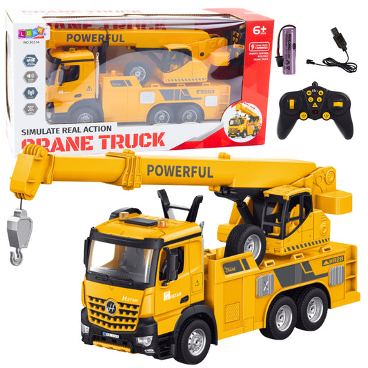 Ferngesteuerter RC-Kran mit Haken 2,4 G 9 CH Gelb