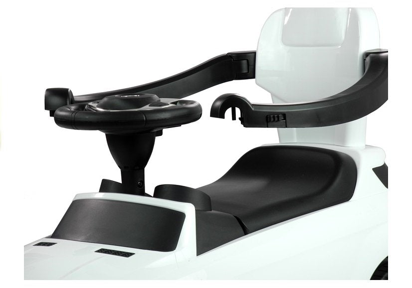 Ride-on vehicle with push bar White 3288 Switch on the steering wheel Mercedes