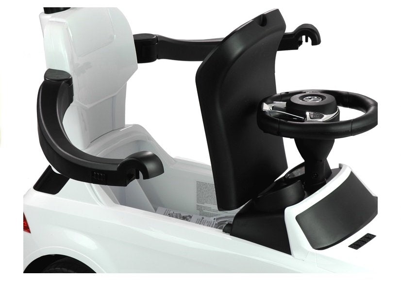 Ride-on vehicle with push bar White 3288 Switch on the steering wheel Mercedes