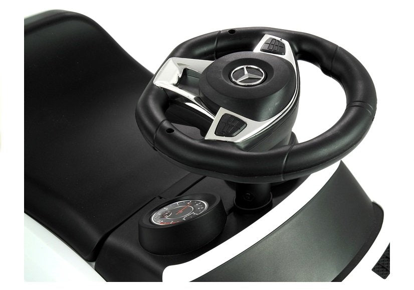 Ride-on vehicle with push bar White 3288 Switch on the steering wheel Mercedes