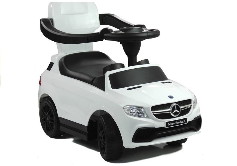 Ride-on vehicle with push bar White 3288 Switch on the steering wheel Mercedes