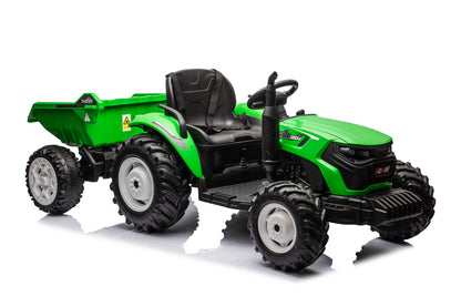 Elektro Kindertraktor 24V Grün mit Anhänger