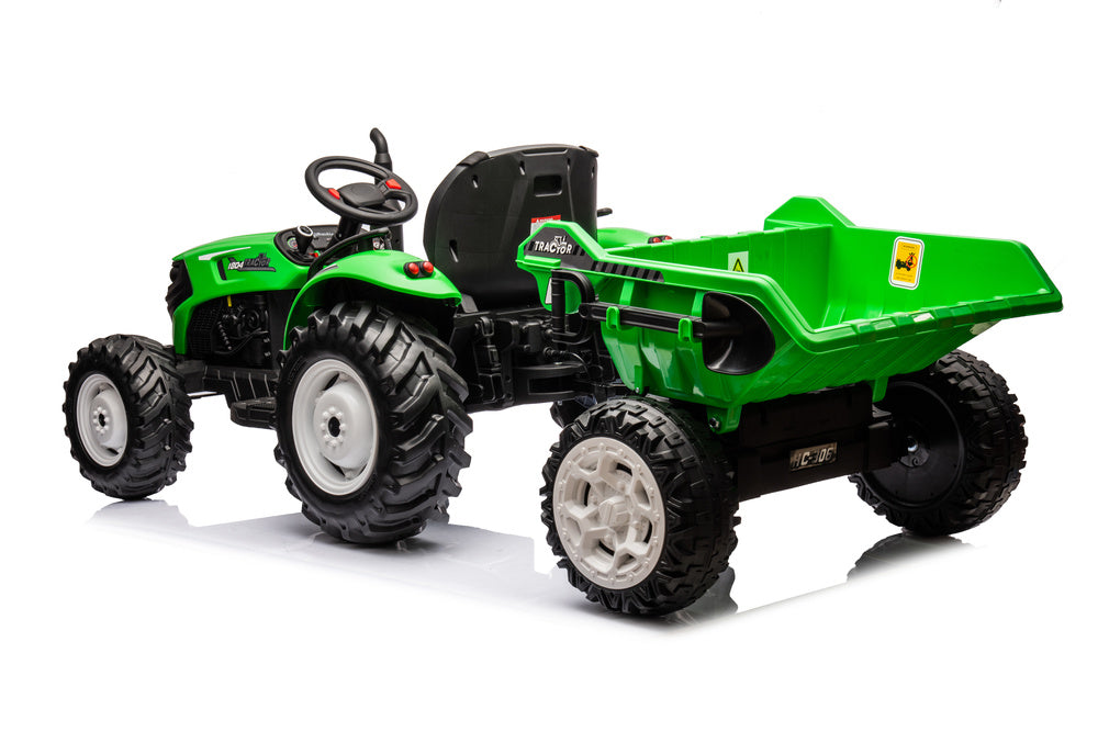 Elektro Kindertraktor 24V Grün mit Anhänger