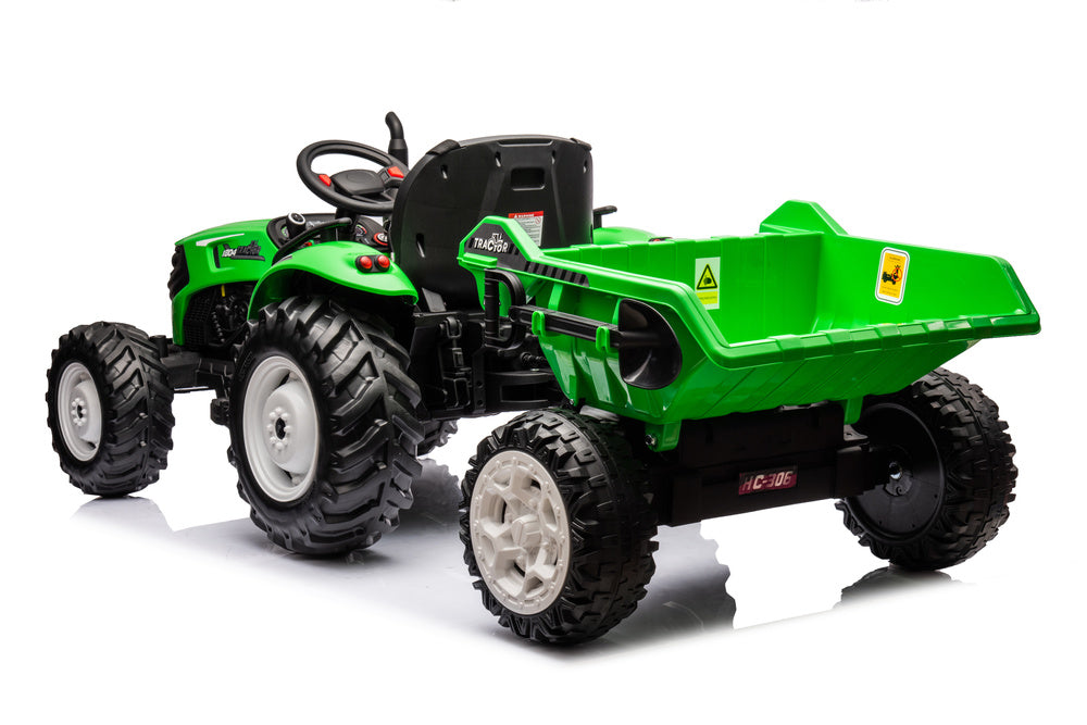 Elektro Kindertraktor 24V Grün mit Anhänger