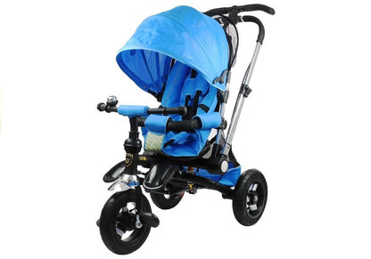 Dreirad PRO700 Blau Klingel 3-Punkt-Sicherheitsgurte Gummiräder Dreirad