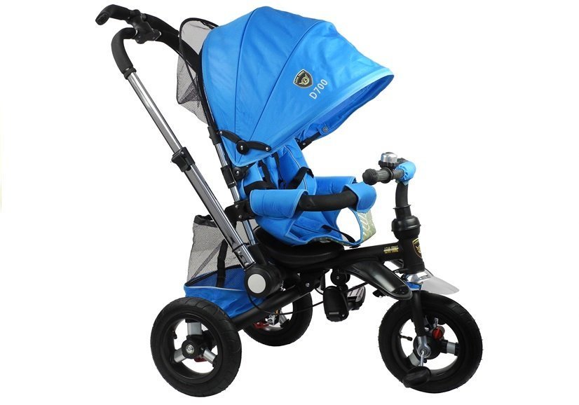 Dreirad PRO700 Blau Klingel 3-Punkt-Sicherheitsgurte Gummiräder Dreirad