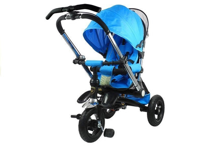 Dreirad PRO700 Blau Klingel 3-Punkt-Sicherheitsgurte Gummiräder Dreirad
