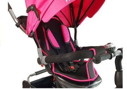 Dreirad PRO500 Rosa Sonnendach Gummiräder Schiebestange Dreirad für Kinder
