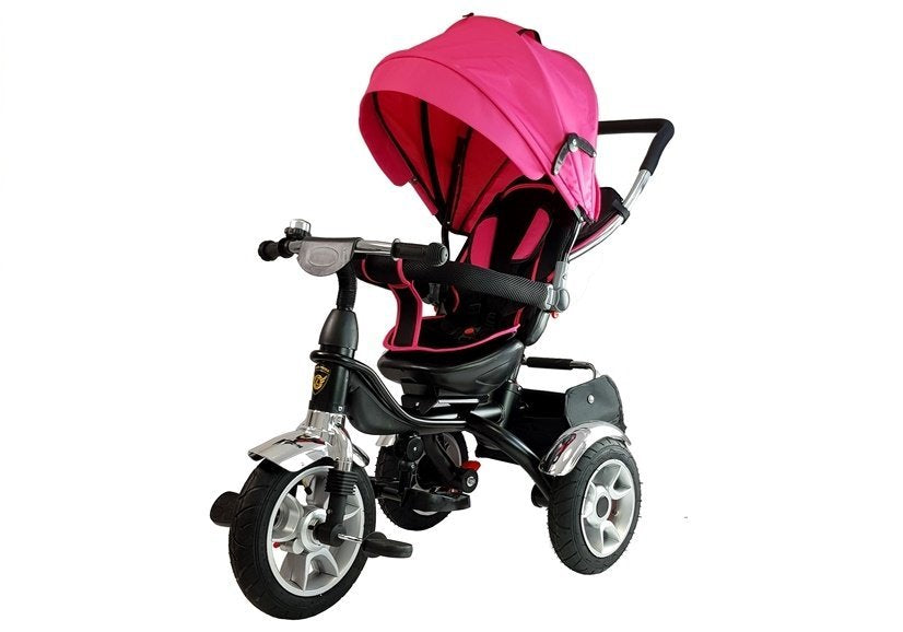 Dreirad PRO500 Rosa Sonnendach Gummiräder Schiebestange Dreirad für Kinder