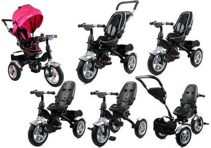 Dreirad PRO500 Rosa Sonnendach Gummiräder Schiebestange Dreirad für Kinder