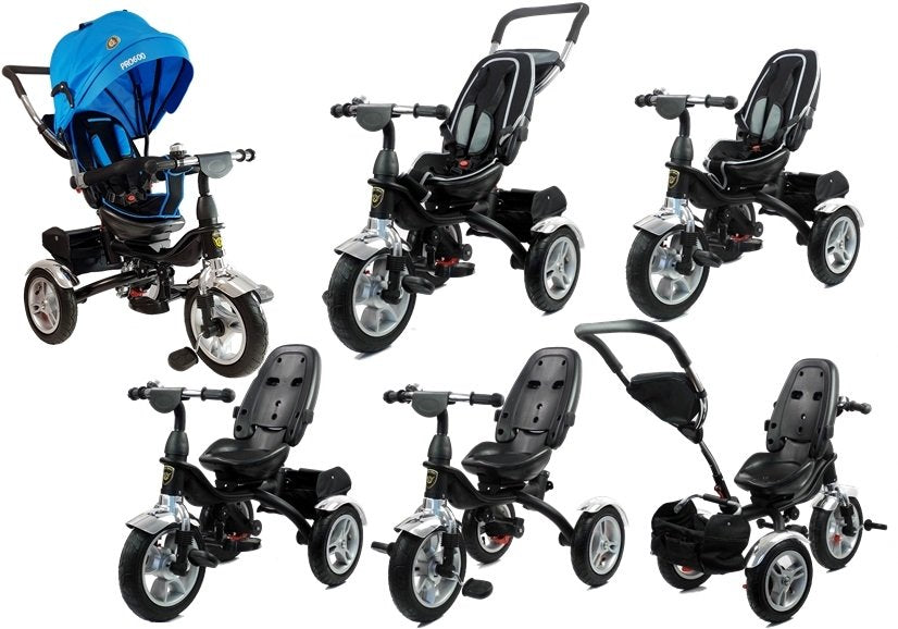 Tricycle PRO600 Blue Handlebar Sunroof Shock Absorber Children's Tricycle