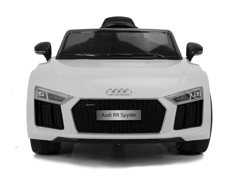 Children's car Audi R8 JJ2198 White Leather seat EVA tires LED headlights 2x45W