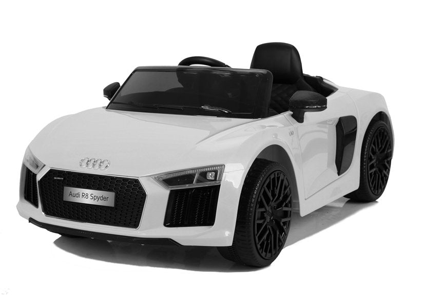 Children's car Audi R8 JJ2198 White Leather seat EVA tires LED headlights 2x45W