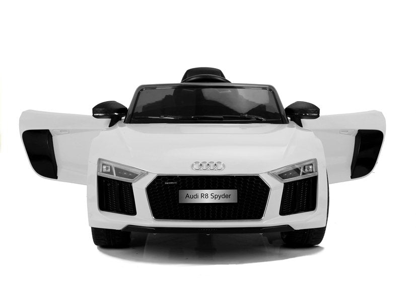 Children's car Audi R8 JJ2198 White Leather seat EVA tires LED headlights 2x45W
