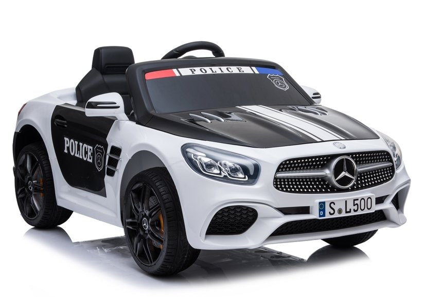 Children's car Mercedes SL500 Police White Leather seat EVA tires 2x45W