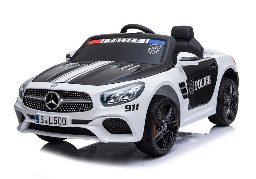 Children's car Mercedes SL500 Police White Leather seat EVA tires 2x45W