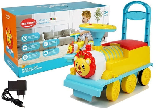 Educational ride-on locomotive for children with batteries