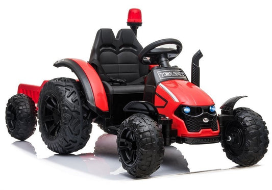 Elektrische Fahrt auf Traktor HZB-200 mit Anhänger Rot