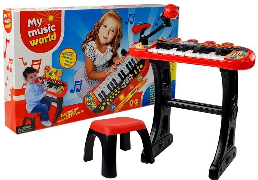 Tastatur mit Standstuhl Mikrofon Sound Hellrot