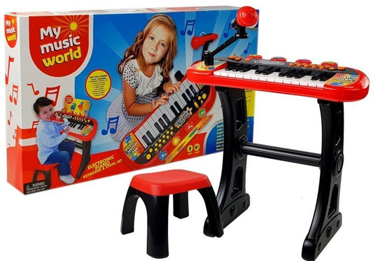 Tastatur mit Standstuhl Mikrofon Sound Hellrot