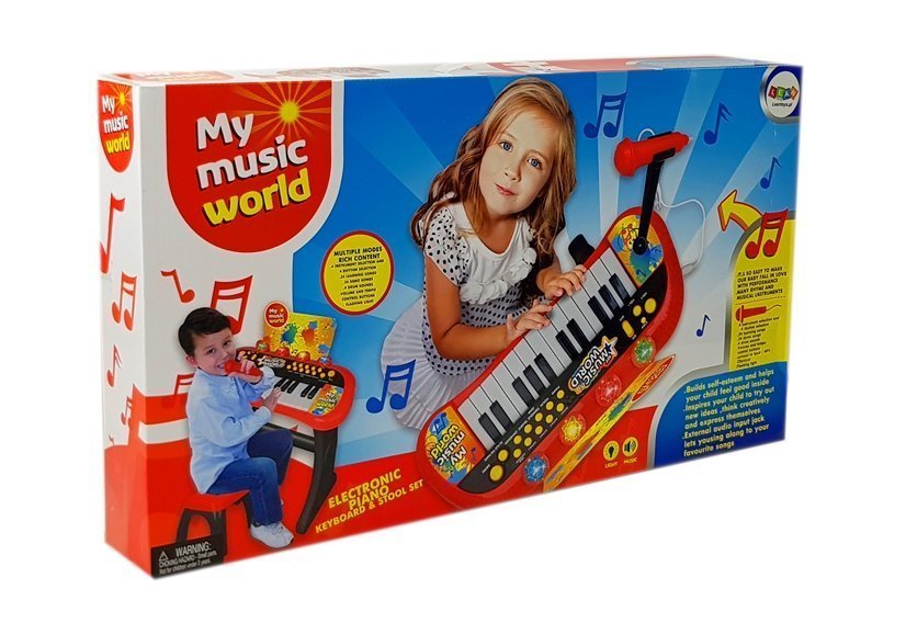 Tastatur mit Standstuhl Mikrofon Sound Hellrot